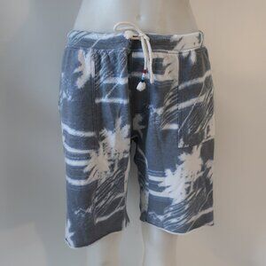 Mens Sol Angeles Blue White Graphic Pull-On Flat Front Drawstring Shorts XL